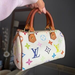 Louis Vuitton Multicolor White Canvas Mini Speedy Handbag